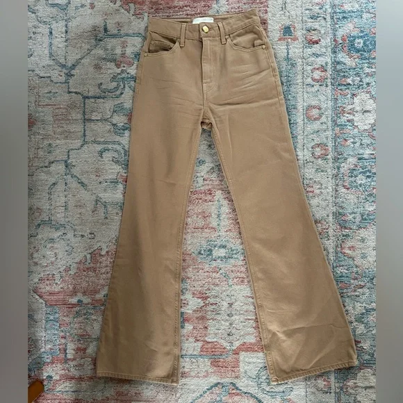 ULLA JOHNSON Flared Jeans Tan Size 23 - Picture 2 of 6